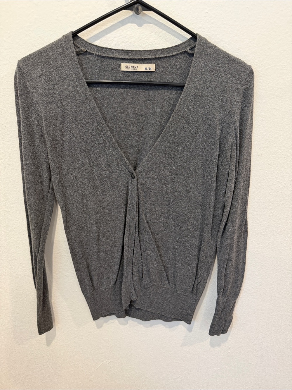Old Navy Women's Charcoal Gray V-Neck Sweater Cardigan
